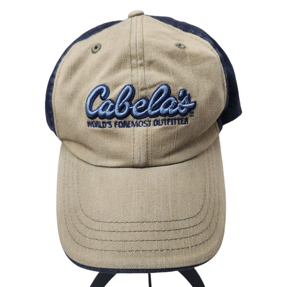 Cabelas Cap Hat World’s Foremost Outfitter Adjustable Men's One Size Denim Tan